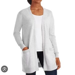Members Mark Luxury Cashmere Blend Cardigan Open Front Light Grey Womens Size L